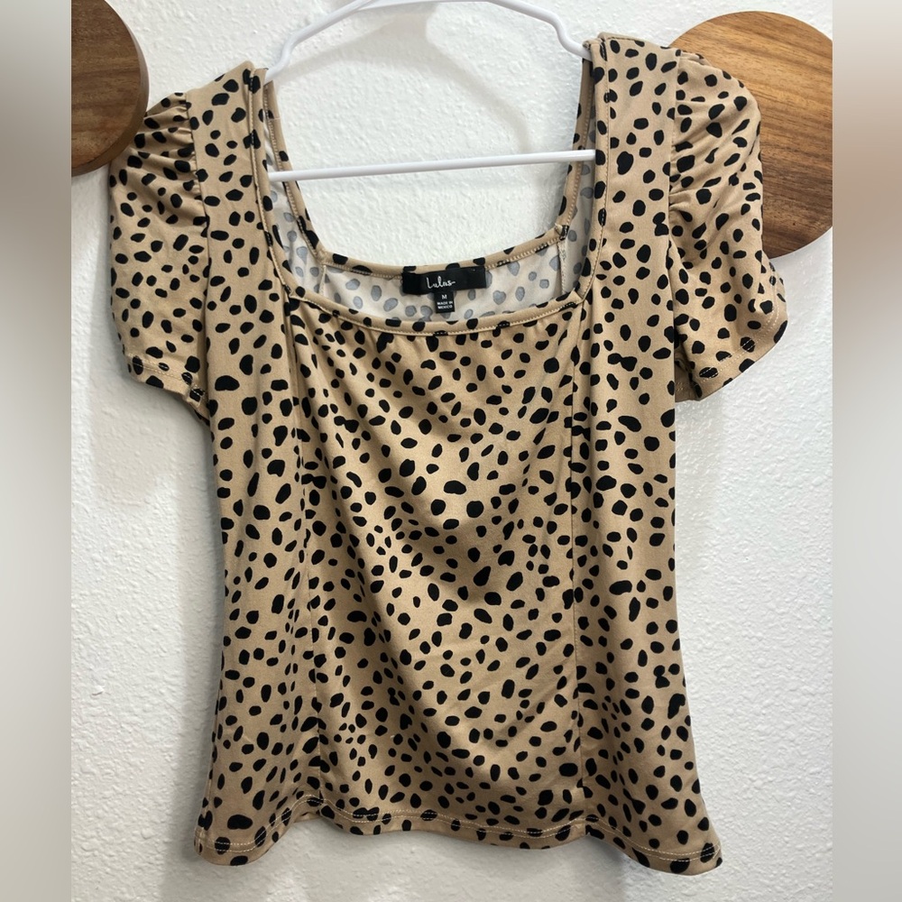 Lulu's Leopard Print Y2K Inspired Baddie Coquette Romantic Puff Sleeve Top